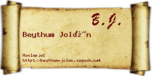 Beythum Jolán névjegykártya